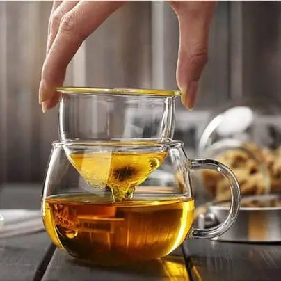 Glass Tea Cup with Infuser and Lid