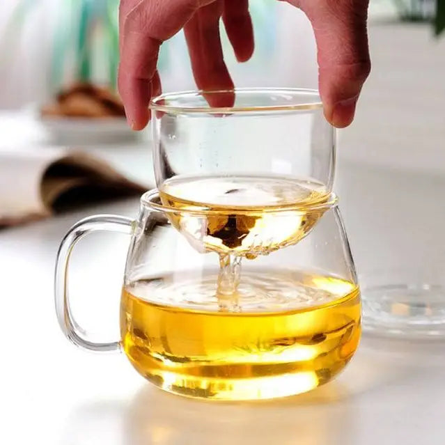 Glass Tea Cup with Infuser and Lid