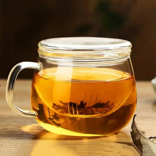 Glass Tea Cup with Infuser and Lid